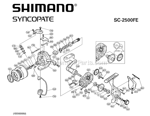 Shimano SC2500FE Sprinning Reel Syncopate Page A Diagram