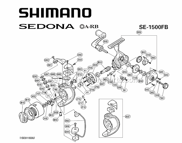 Shimano SE1500FB Sprinning Reel Sedona Page A Diagram