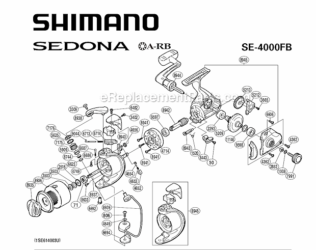 Shimano SE4000FB Sprinning Reel Sedona OEM Replacement Parts From