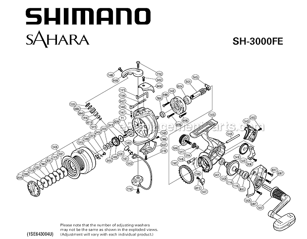 Shimano SH3000FE Sprinning Reel Sahara OEM Replacement Parts From