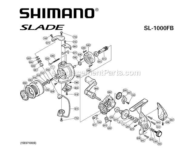 Shimano SL1000FB Sprinning Reel Slade Page A Diagram