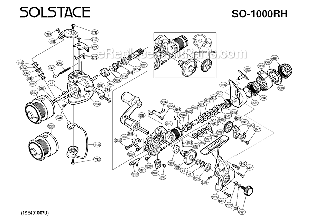 Shimano SO-1000RH Solstace Spinning Reel Page A Diagram