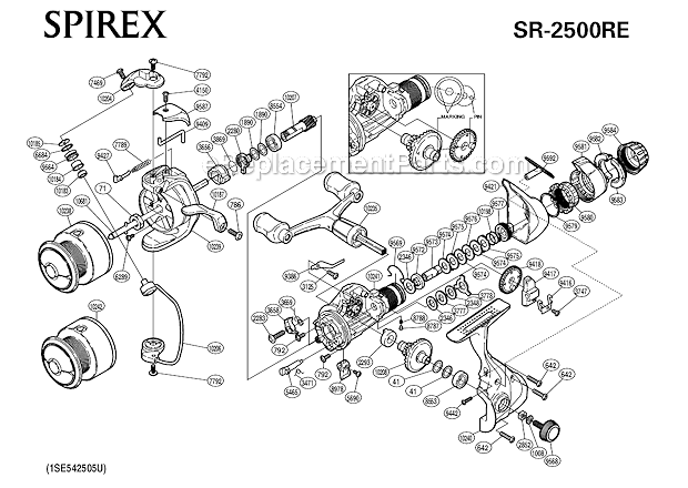 Shimano SR-2500RE Spirex Spinning Reel Page A Diagram