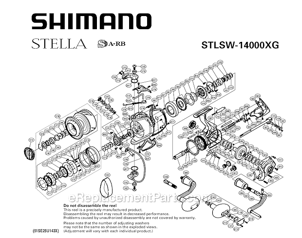 Shimano STLSW14000XG Offshore Spinning Reel Stella SW Page A Diagram