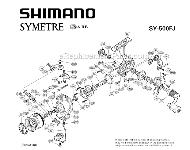 Shimano SY500FJ Spinning Reel Symetre Page A Diagram