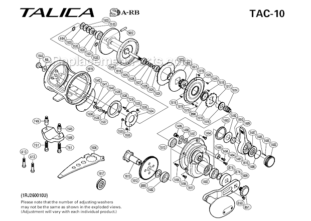 Shimano TAC-10 Talica Saltwater Reel Page A Diagram