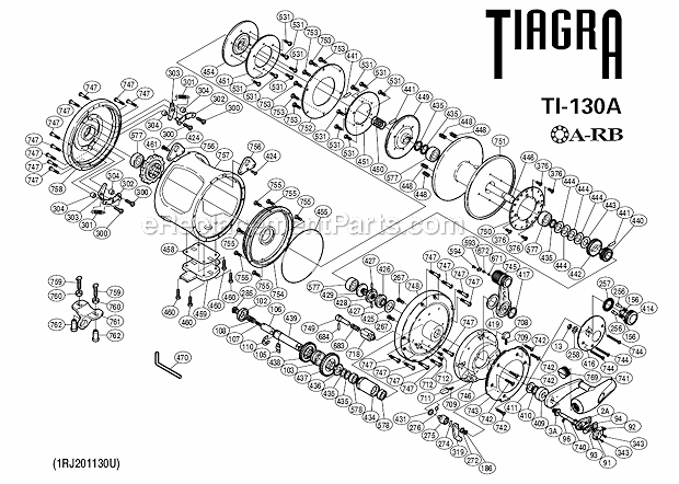 Shimano TI-130A Tiagra Lever Drag Reel Page A Diagram
