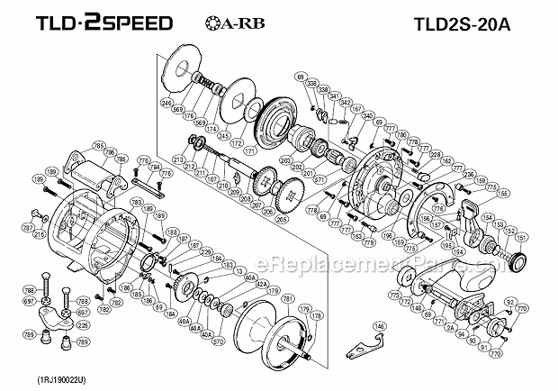 Shimano TLD2S-20A Tiagra Symetre Conventional Reel Page A Diagram