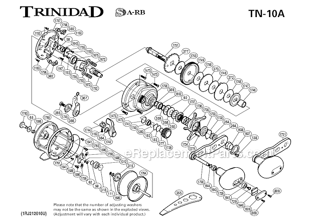 Shimano TN-10A Trinidad Drag Reel Page A Diagram