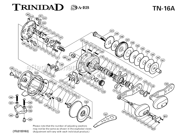 Shimano TN-16A Trinidad Drag Reel Page A Diagram