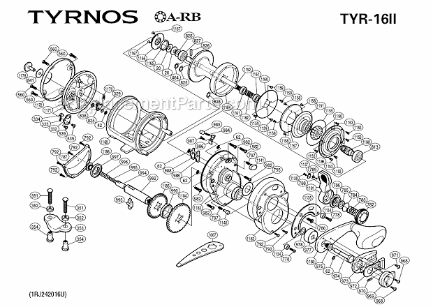 Shimano TYR-16II Tyrons II Conventional Reel Page A Diagram