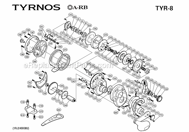 Shimano TYR-8 Tyrnos Conventional Reel Page A Diagram