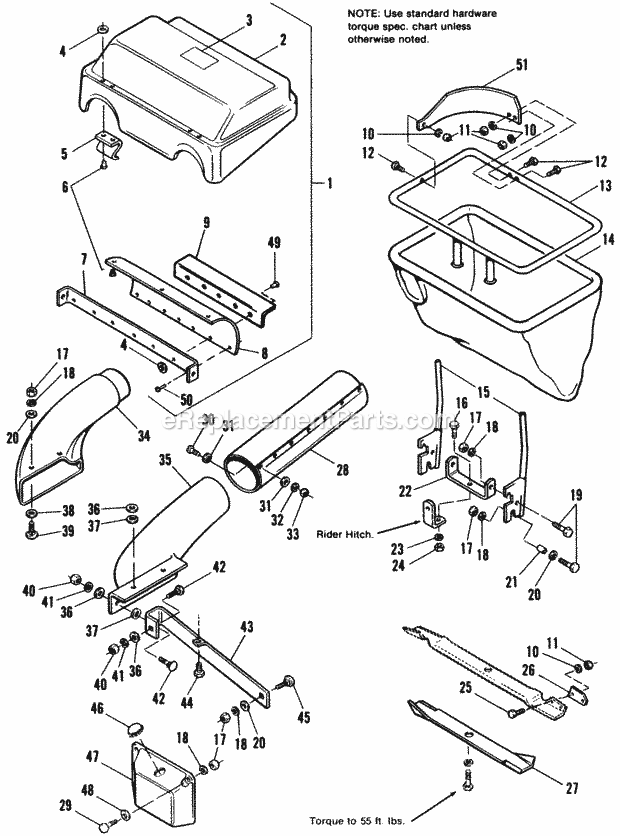 Simplicity 1690551 Rear Grass Catcher For 36 Inch Mower Page A Diagram