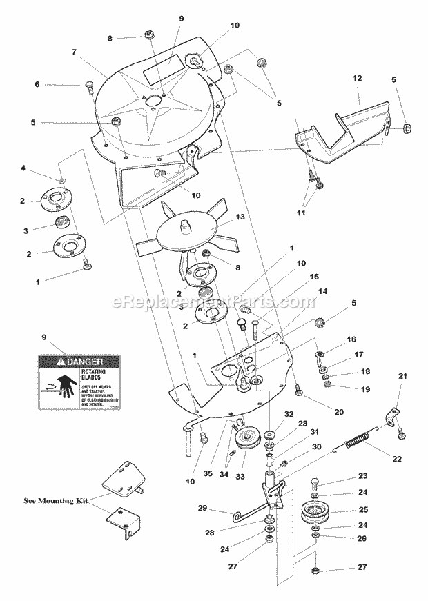 Simplicity 1693869 Turbo Blower For 38 Inch 44 Inch And 50 Inch Mounting Kits Page A Diagram