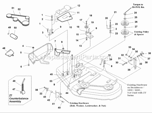 Simplicity 1693870 Turbo Mounting Kit For 44 Inch And 50 Inch Mower Page A Diagram