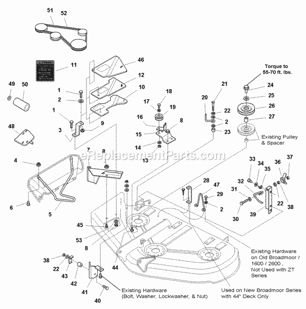 Simplicity 1694306 Turbo Mounting Kit For 44 Inch And 50 Inch Mower Page A Diagram