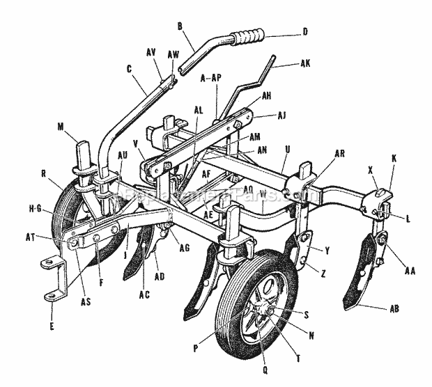 Simplicity 990205 Cultivator For Use With Two Wheel Tractors Page A Diagram