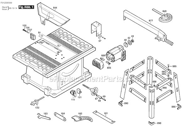 Skil 3305 (F012330500) Table Saw Page A Diagram