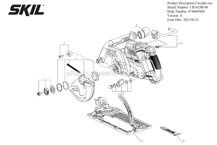 SKIL CR5429B-00 (A) Rear Handle Circular Saw Page A Diagram