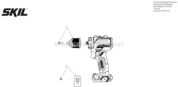 SKIL DL6290A-00 (A) Compact Drill Driver Kit Page A Diagram