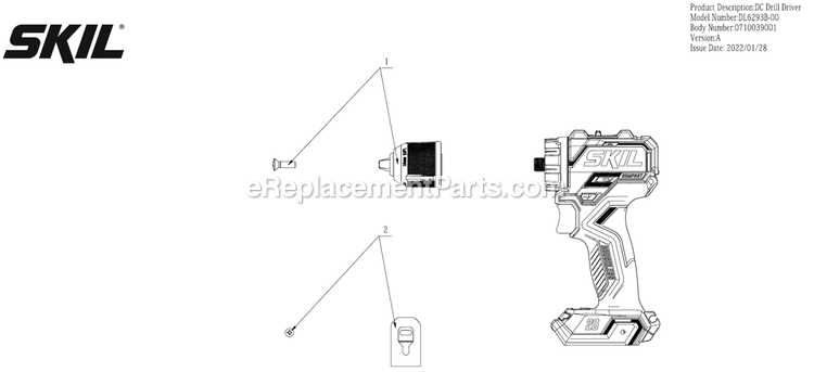 SKIL DL6293B-00 (A) Compact Drill Driver Kit Page A Diagram