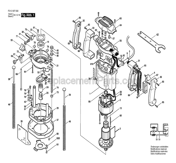 Skil HD1870 TYPE 1 (F012187000) Plunge Router Page A Diagram