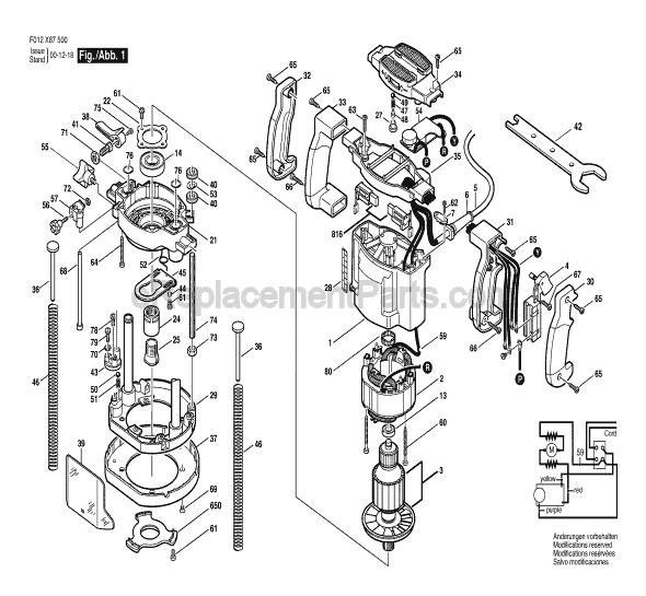 Skil HD1875 TYPE 1 (F012187500) Plunge Router Page A Diagram