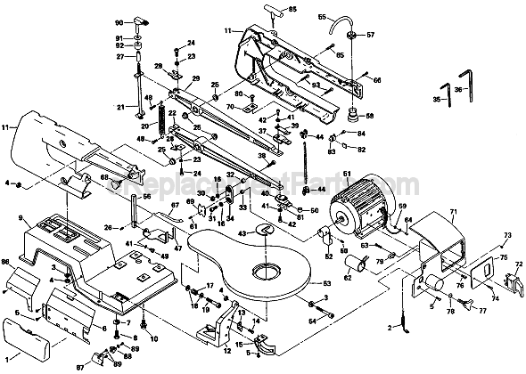 Skil 3333 TYPE 1 (F012333300) 16 in. Scroll Saw Page A Diagram