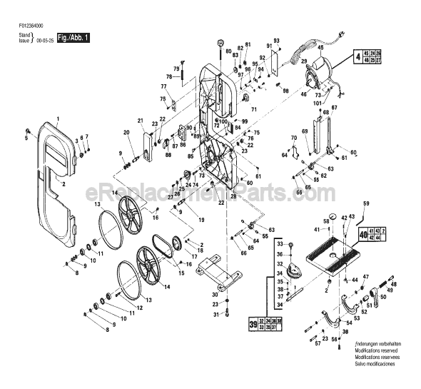 Skil HD3640 TYPE 1 (F012364000) 10 in. Band Saw Page A Diagram