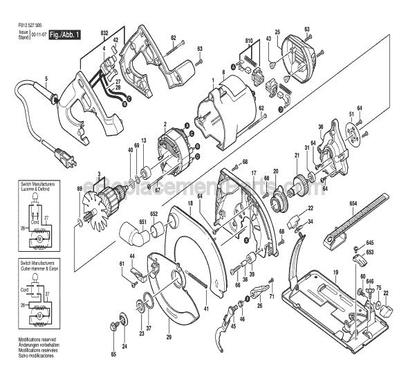 Skil 5275-05 Type 1 (F012527505) 7-1/4 in. Circular Saw Page A Diagram