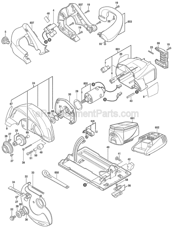 Skil 5850 (F012585000) 18V 7-1/4 in. Circular Saw Page A Diagram