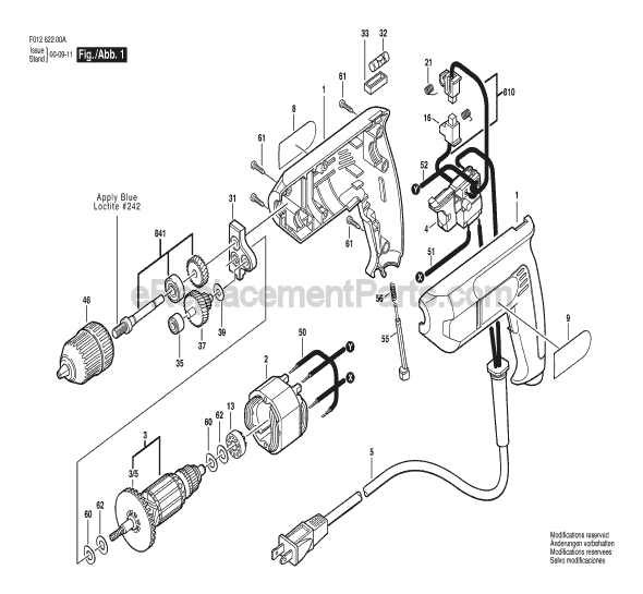 Skil 6220 (F01262200A) 3/8 in. Electric Drill Page A Diagram