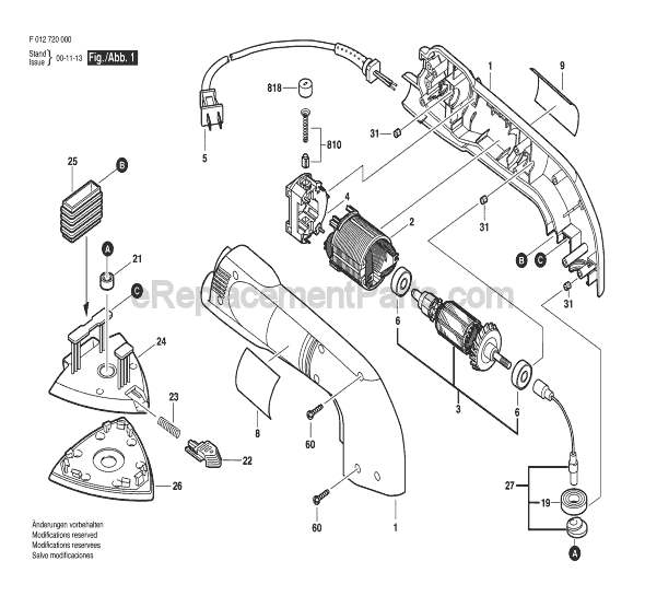 Skil 7200 TYPE 1 (F012720000) Corner Sander Page A Diagram