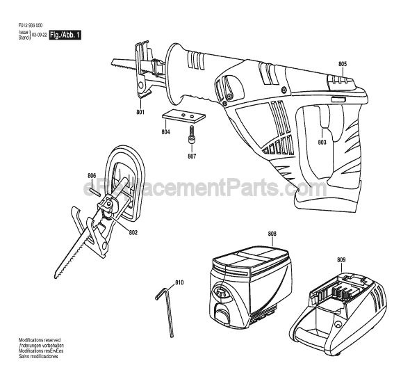 Skil 9350 (F012935000) Cordless Reciprocating Saw Page A Diagram