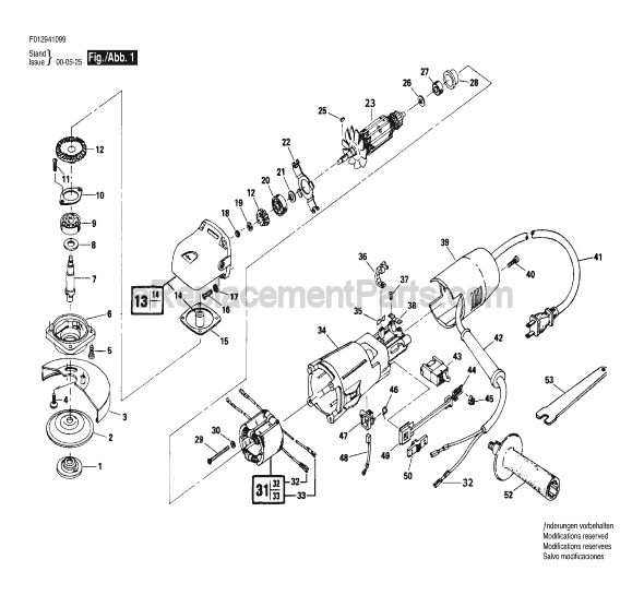 Skil 9410 TYPE 1 (F012941099) 4-1/2 in. Disc Grinder Page A Diagram