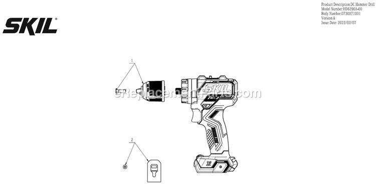 SKIL HD6290A-00 (A) Hammer Drill Kit Page A Diagram