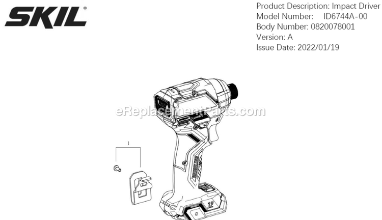 SKIL ID6744A-00 (A) Hex Impact Driver Kit Page A Diagram