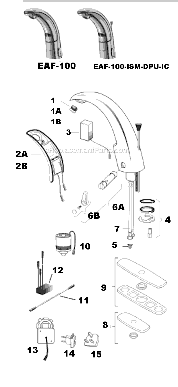 Sloan EAF-100 Optma Hardwire Faucet Page A Diagram