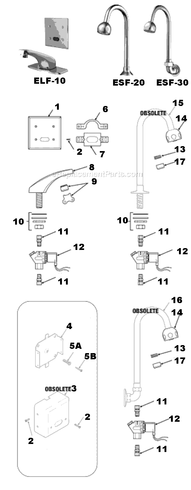 Sloan ELF-10 Optima Hardwire Faucet Page A Diagram
