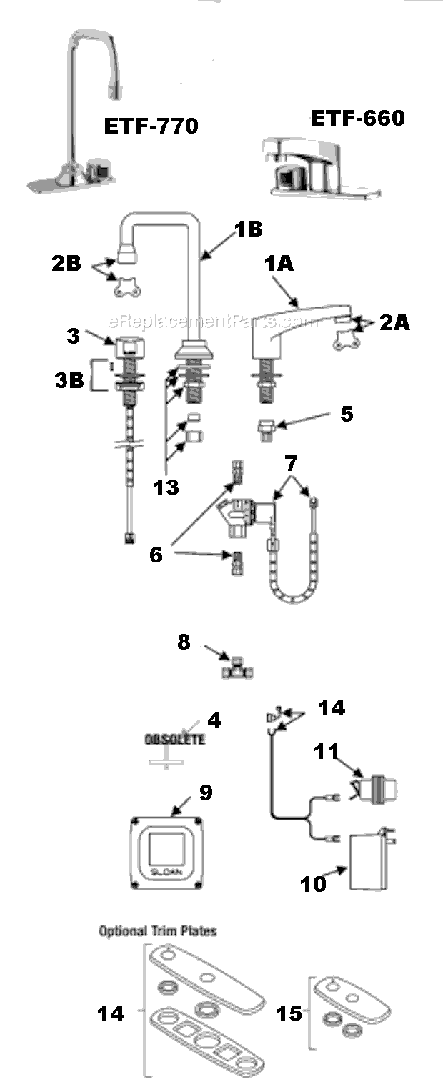 Sloan ETF-660 Optma Hardwire Faucet Page A Diagram