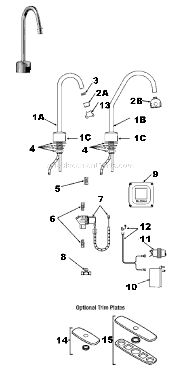 Sloan ETF-700 Optma Hardwire Faucet Page A Diagram