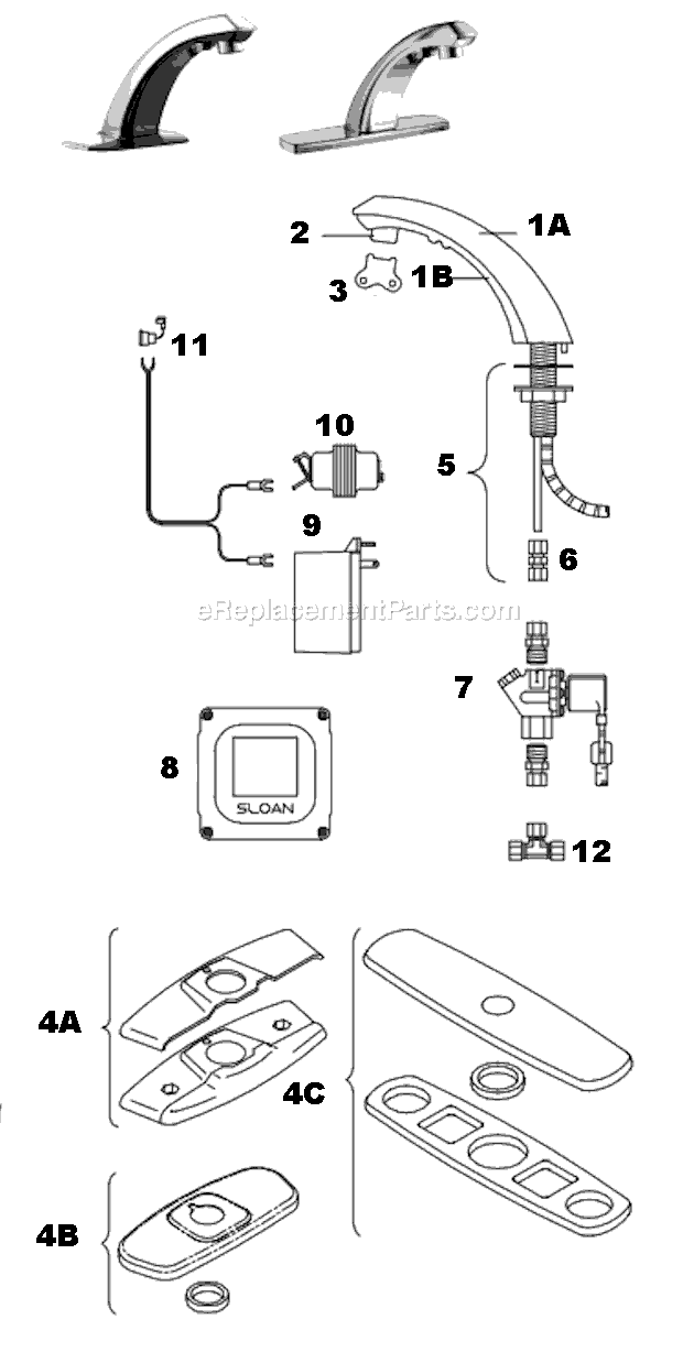 Sloan ETF-80 Optima Hardwire Faucet Page A Diagram