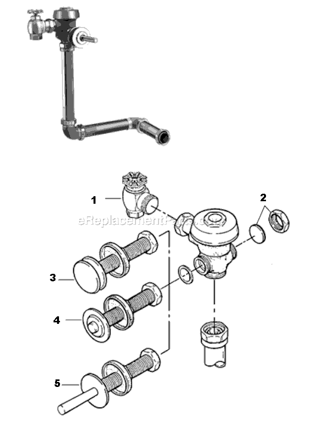 Sloan Royal (Concealed) Manual Flushometer Page A Diagram
