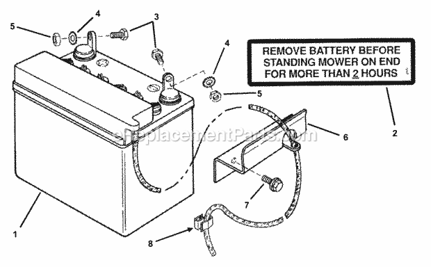 Snapper 7060753 Dry Charge Battery R.E.R. Dry Charge Battery 12V Diagram