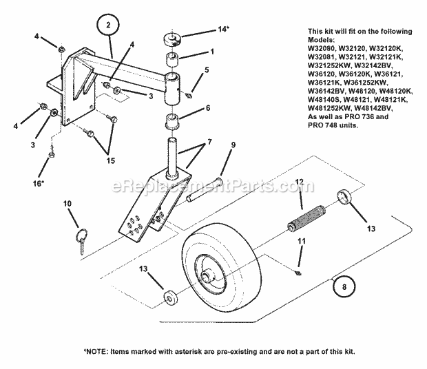 Snapper 7060800 Kit, Caster (Semi-Pneumatic) Caster Height Adjustment (Semi-Pneumatic) Diagram