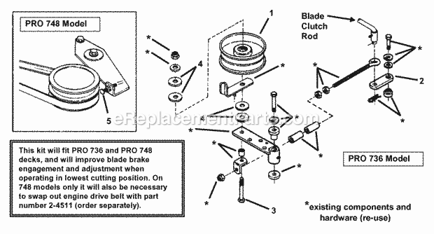 Snapper 7061025 Kit, Improved Belt Alignment, Pro 748 Idler Pulley Alignment Diagram