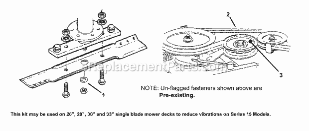 Snapper 7061975 Idler Pulley & Drive Belt Kit, R.E.R (Series 15) Idler  Pulley Kit Diagram