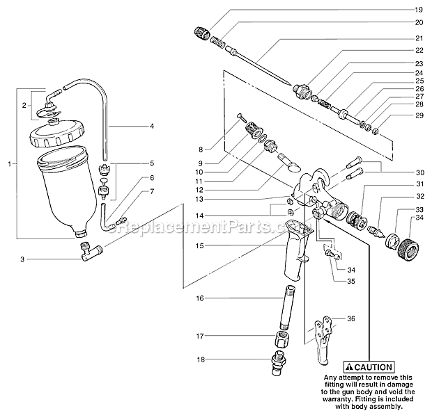 SprayTECH Maxum II (0277055) Turbine Top Feed Spray Gun Page A Diagram