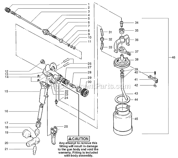 SprayTECH Maxum II (0508062) Compressor Regulator Cup Spray Gun Page A Diagram