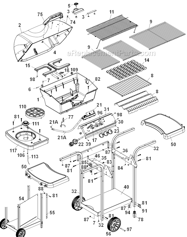 Sterling 1102-4S E-Z Grill Page A Diagram